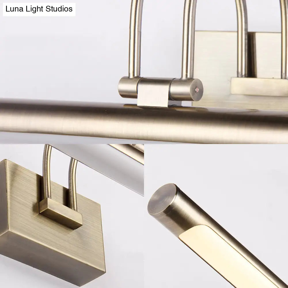 Modern Metallic Arc Led Vanity Light Fixture With Acrylic Shade - 16.5/20.5 W Nickel Finish