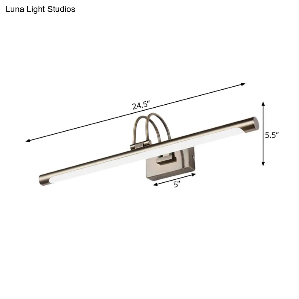 Modern Metallic Arc Led Vanity Light Fixture With Acrylic Shade - 16.5/20.5 W Nickel Finish