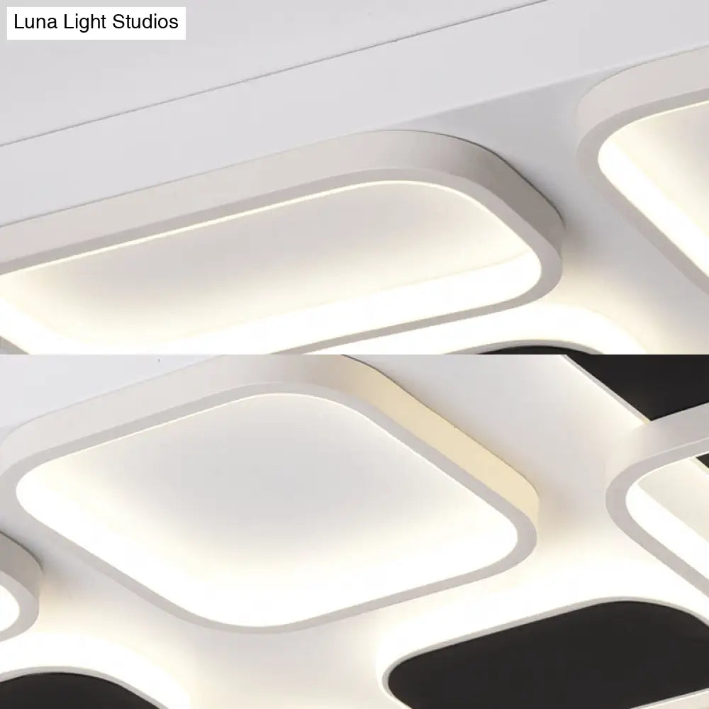 Modern Minimalist Square Flush Ceiling Light In Black – Acrylic Shade Led 21.5’/27.5’ Width