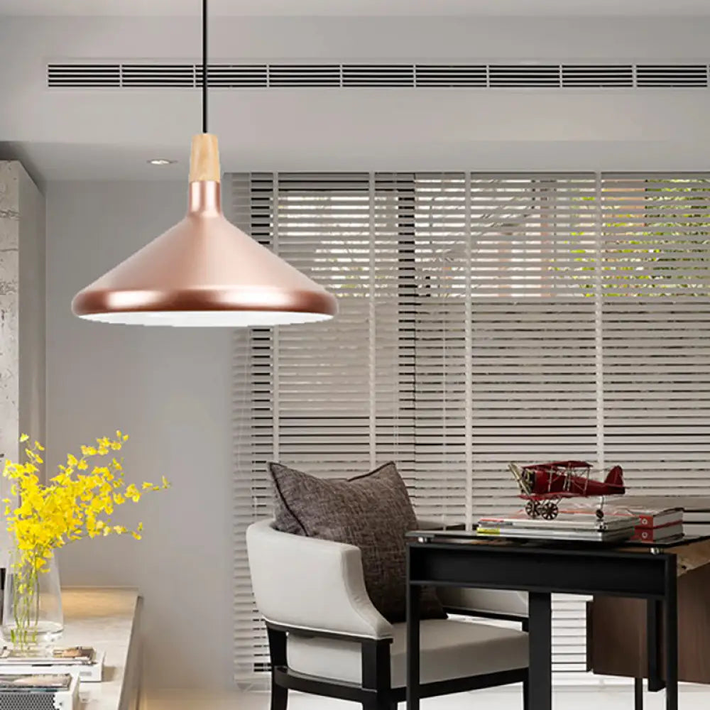 Modern Rose Gold Pyramid Pendant Lamp For Study Room / 15’