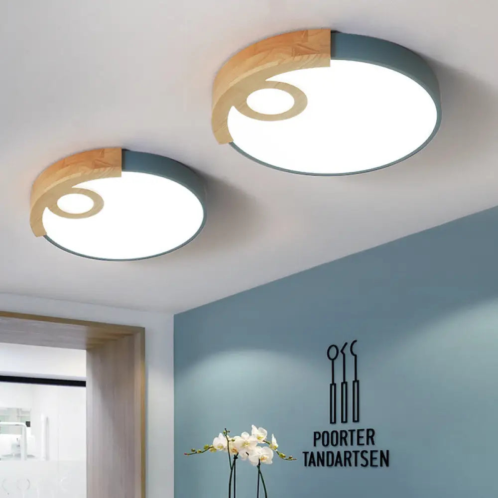 Modern Slim Round Led Flush Mount Ceiling Light For Living Room Blue / 12’
