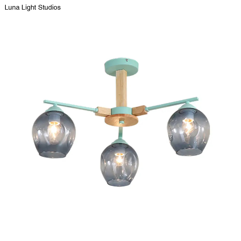 Modern Smoke Gray Glass Pendant Chandelier - 3/6 Light Modo Hanging Fixture For Living Room