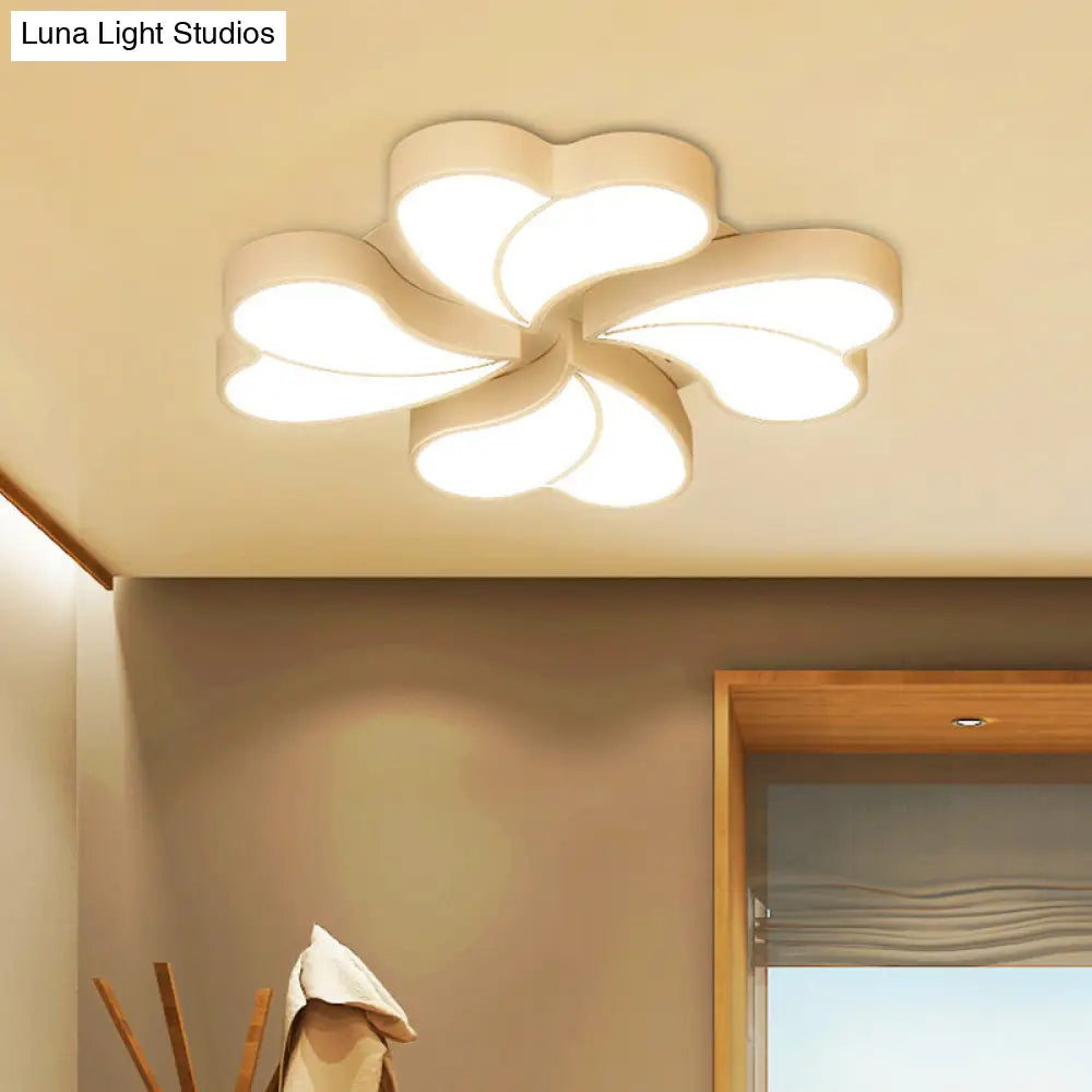 Modern Style White Floral Led Flushmount Ceiling Lamp For Bedroom Lighting