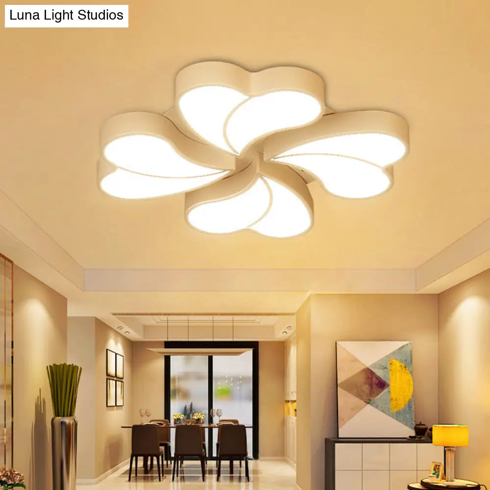 Modern Style White Floral Led Flushmount Ceiling Lamp For Bedroom Lighting