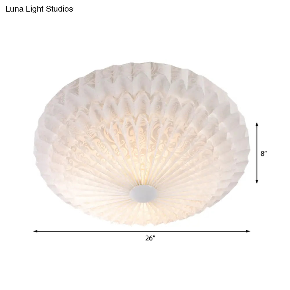 Modern White Acrylic Flush Mount Led Light With Dome Shade - 21’/26’ Wide