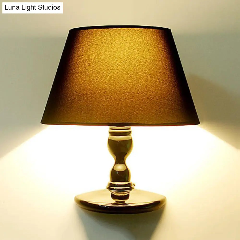 Modern White/Black Cone Wall Sconce: Fabric Led Mount Light For Bedside