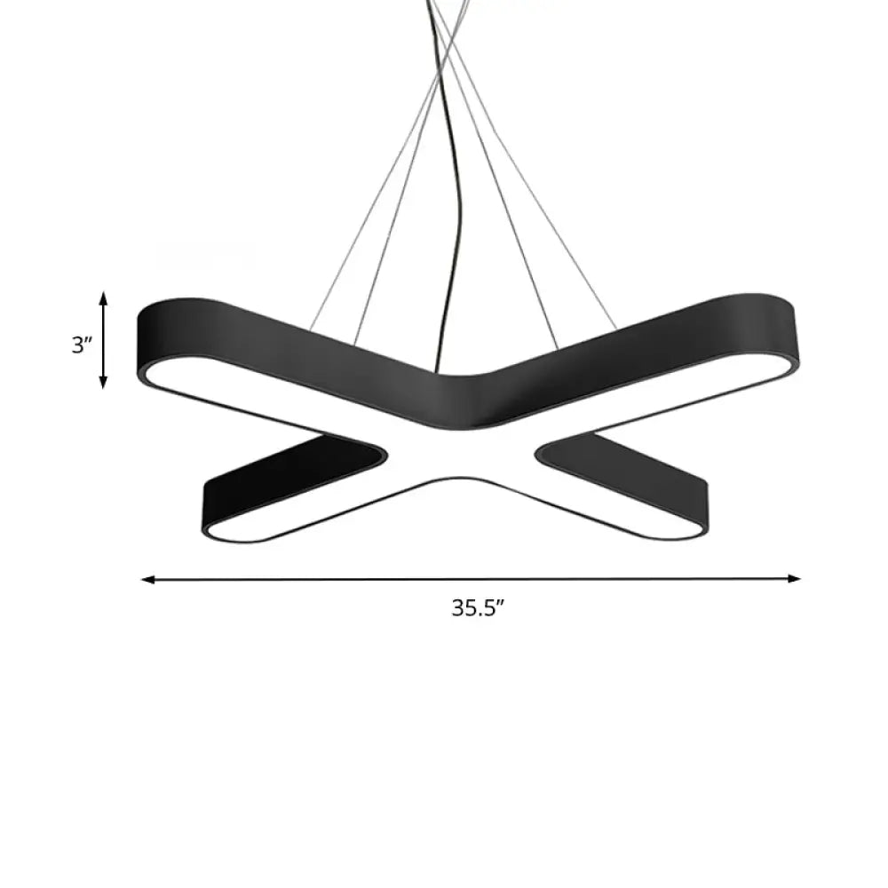 Modern White/Black/Gold Cross Hanging Lamp - 23.5/35.5 Wide Led Metal Ceiling Pendant Light With