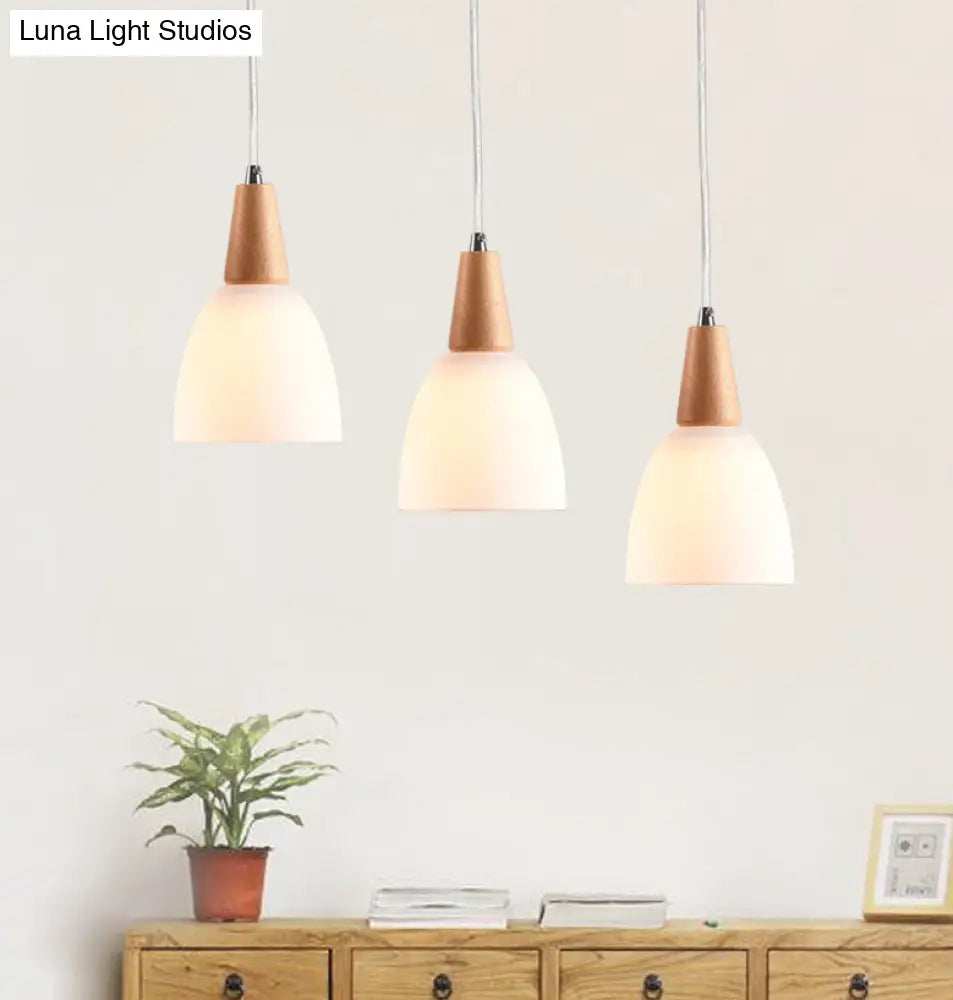 Modern White Glass Cone Pendant Ceiling Lights For Restaurants - Hanging Lighting
