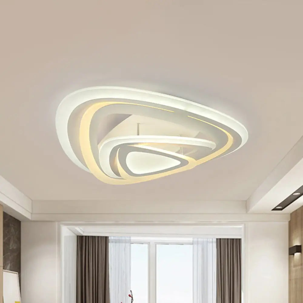 Modern White Triangle Acrylic Led Ceiling Light Fixture With Warm/White Lighting /