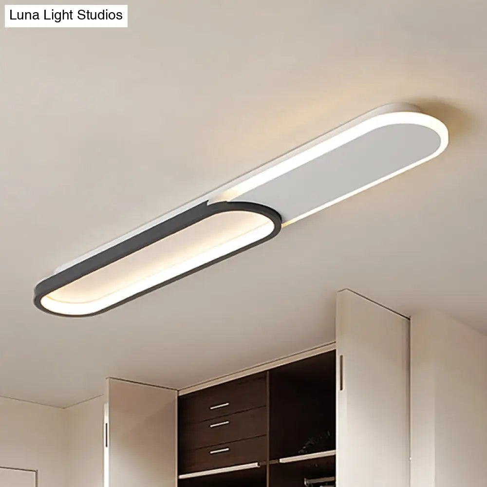 Modernist Black Led Flush Mount With Rectangular Acrylic Cover In White/Warm Light Available 3 Sizes