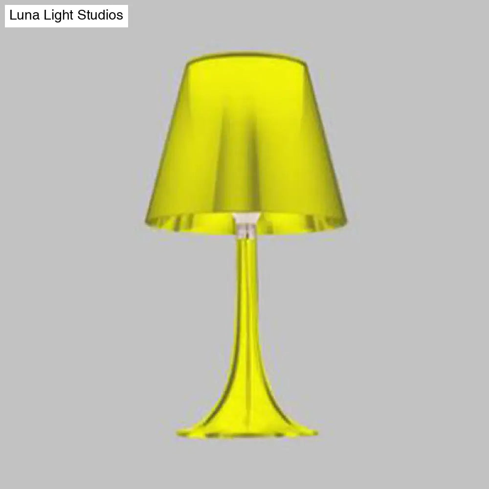 Modernist Nightstand Lamp With White Glass Cone Shade & 1 Light Reading Table Lighting