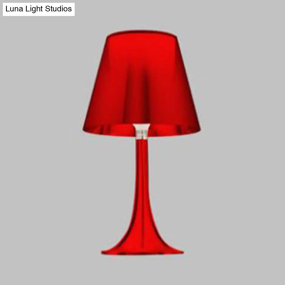 Modernist Nightstand Lamp With White Glass Cone Shade & 1 Light Reading Table Lighting