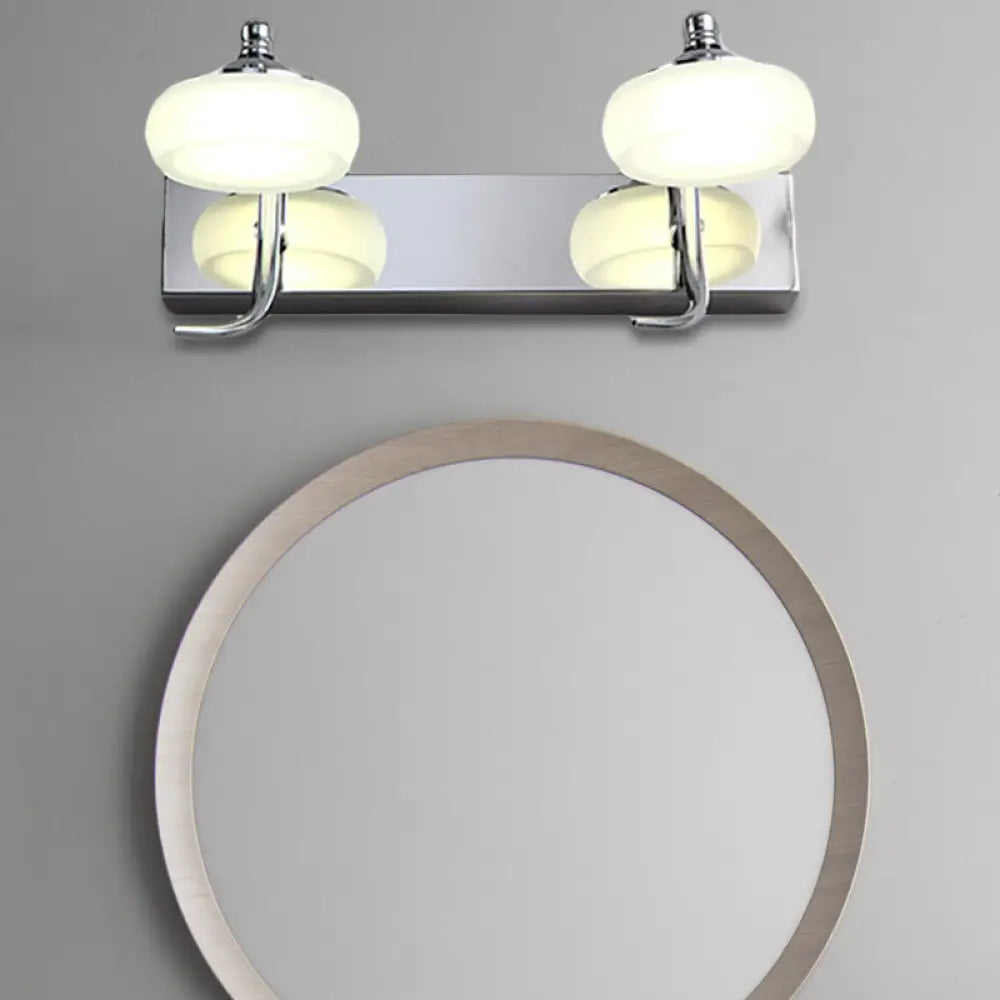 Modernist Style Silver Wall Lamp With Round Frosted Acrylic Shade 2/3 Heads Warm/White Lighting -