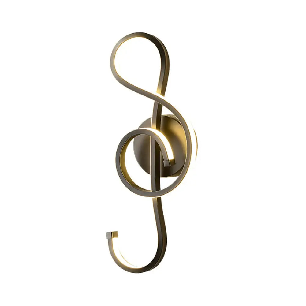 Musical Note Wall Mounted Lamp: Modernist Iron Sconce With Led Surface In Black/White - Warm/White