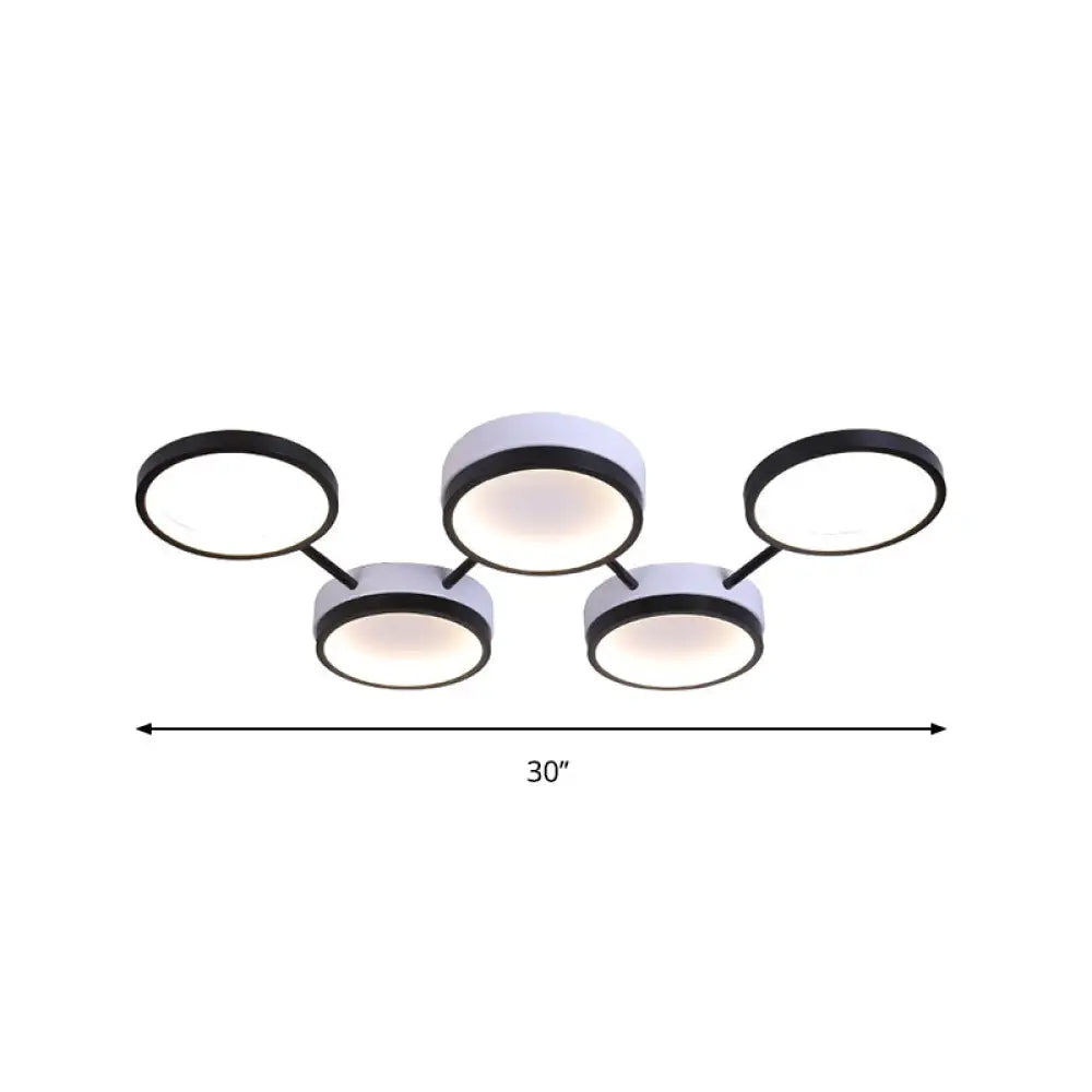 Nordic Acrylic Led Flush Light: Black Molecular Design 4/5 Light Options Warm/White Ideal For Living