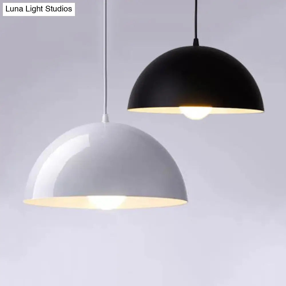 Nordic Aluminum Dome Hanging Light With 1 For Dining Room - Black/White/Red 12’/14’/16’ Wide