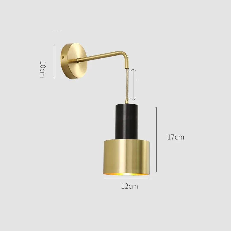 Nordic Copper Bedroom Wall Lamp Creative Modern Minimalist Stair Corridor Porch Living Room Dining