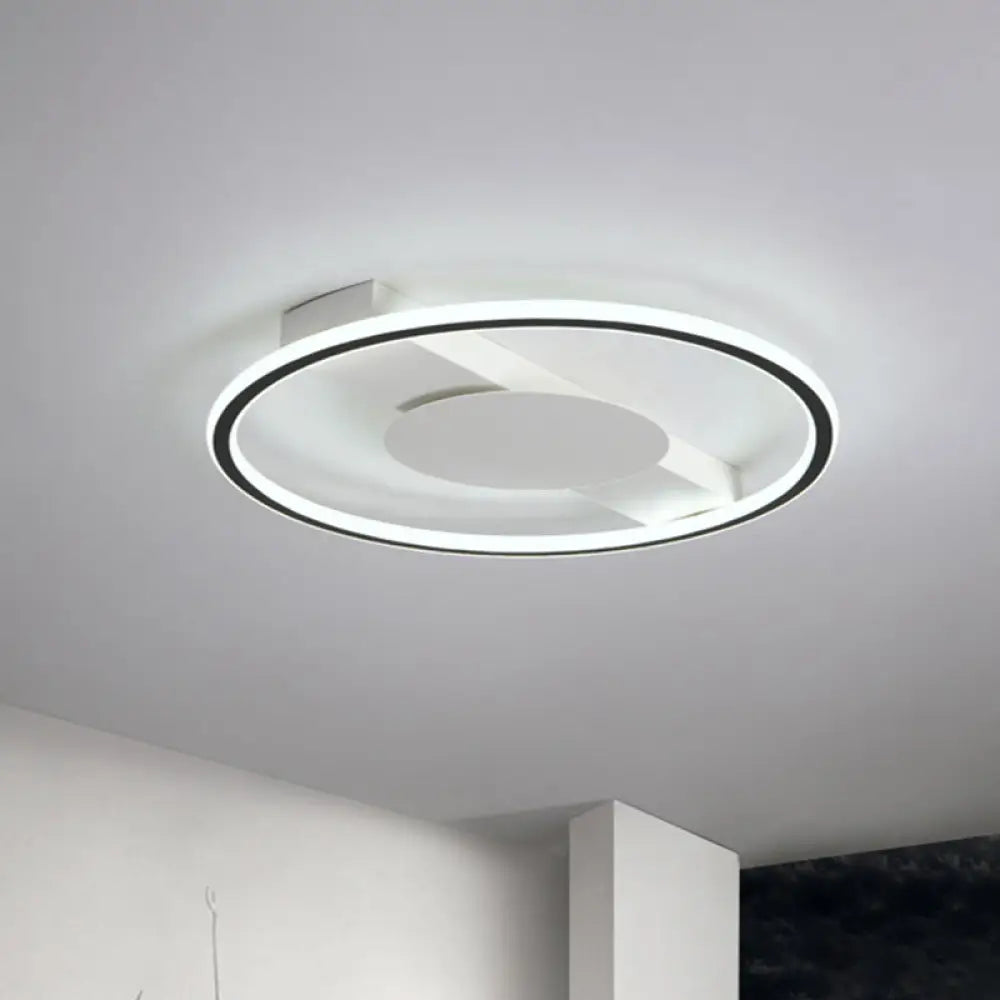 Nordic Led Acrylic Flush Mount Lamp For Bedroom Black Rounded Design 18’/21.5’ Width / 18’