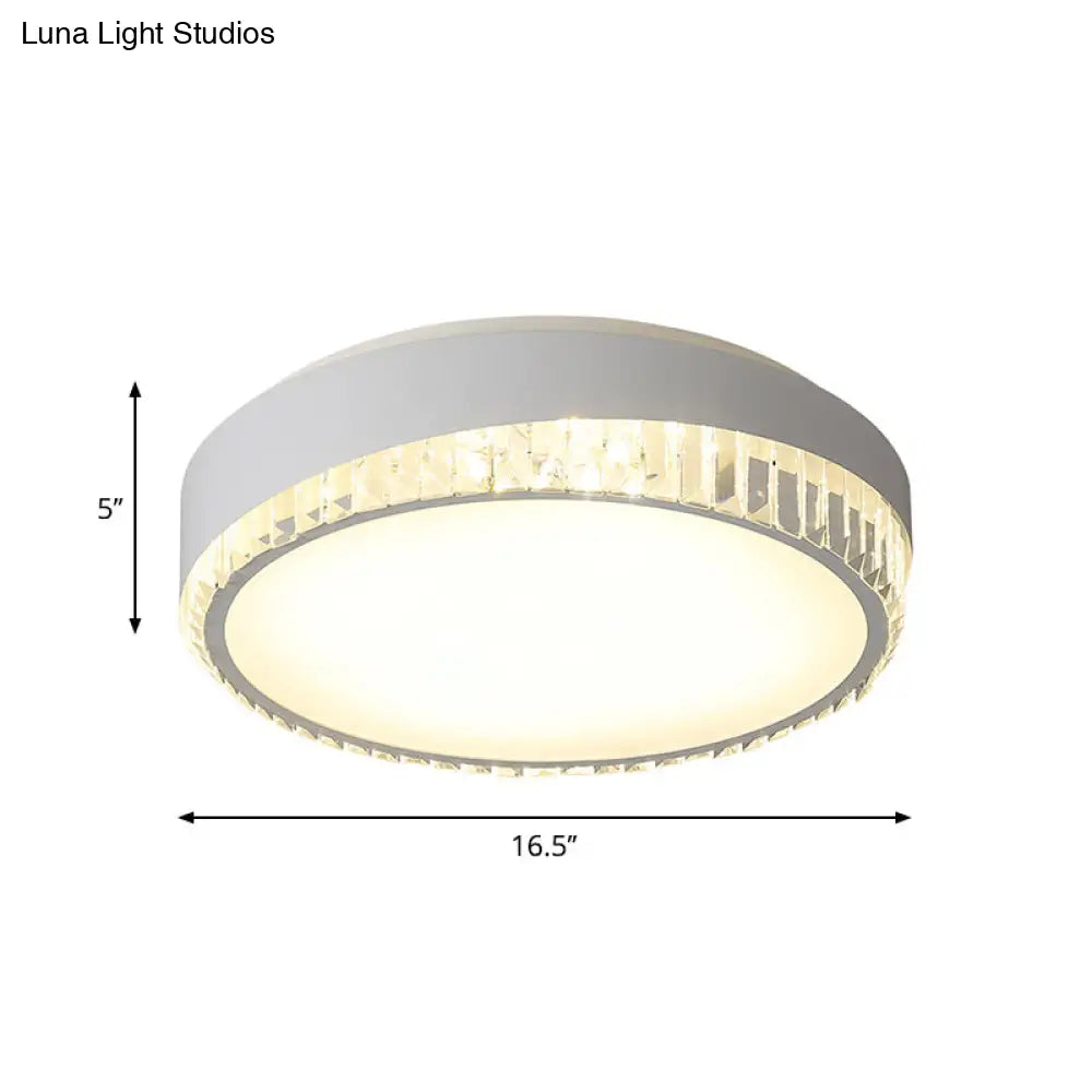 Nordic Led Acrylic Flush Mount Light With Crystal Deco - Clear/Warm/White 16.5’/20.5’ Diameter