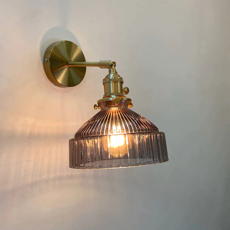 Nordic Literature And Art Fresh Bedroom Glass Brass Copper Wall Lamp Copper Wall Lamps