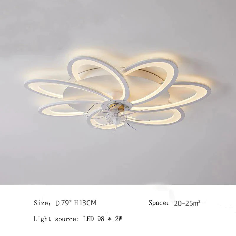 Nordic living room led creative smart windmill ceiling fan light
