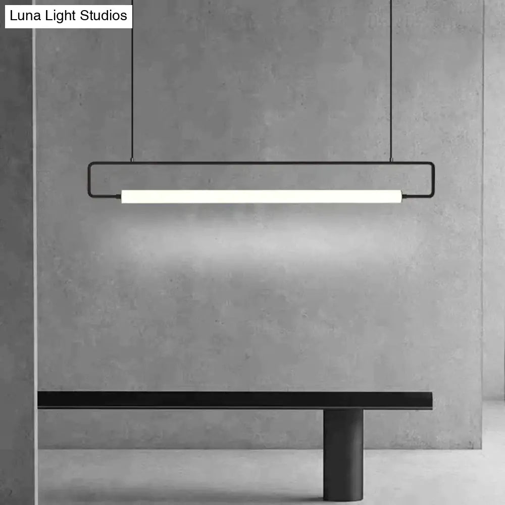 Nordic Minimalist Bar Hanging Rectangular Frame Pendant Light Pendant