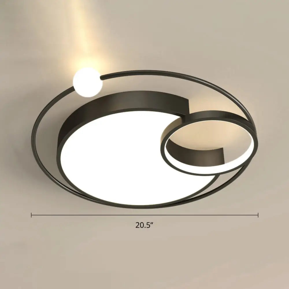 Nordic Moon Led Metal Ceiling Light For Bedroom Black / 20.5’ Third Gear