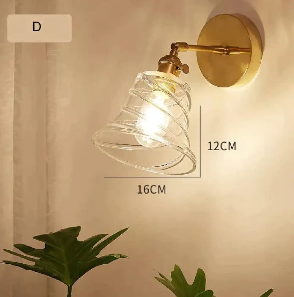 Nordic Retro Livingroom Bedroom Bedside Full Copper Wall Lamp D / No light bulb Copper Wall Lamps
