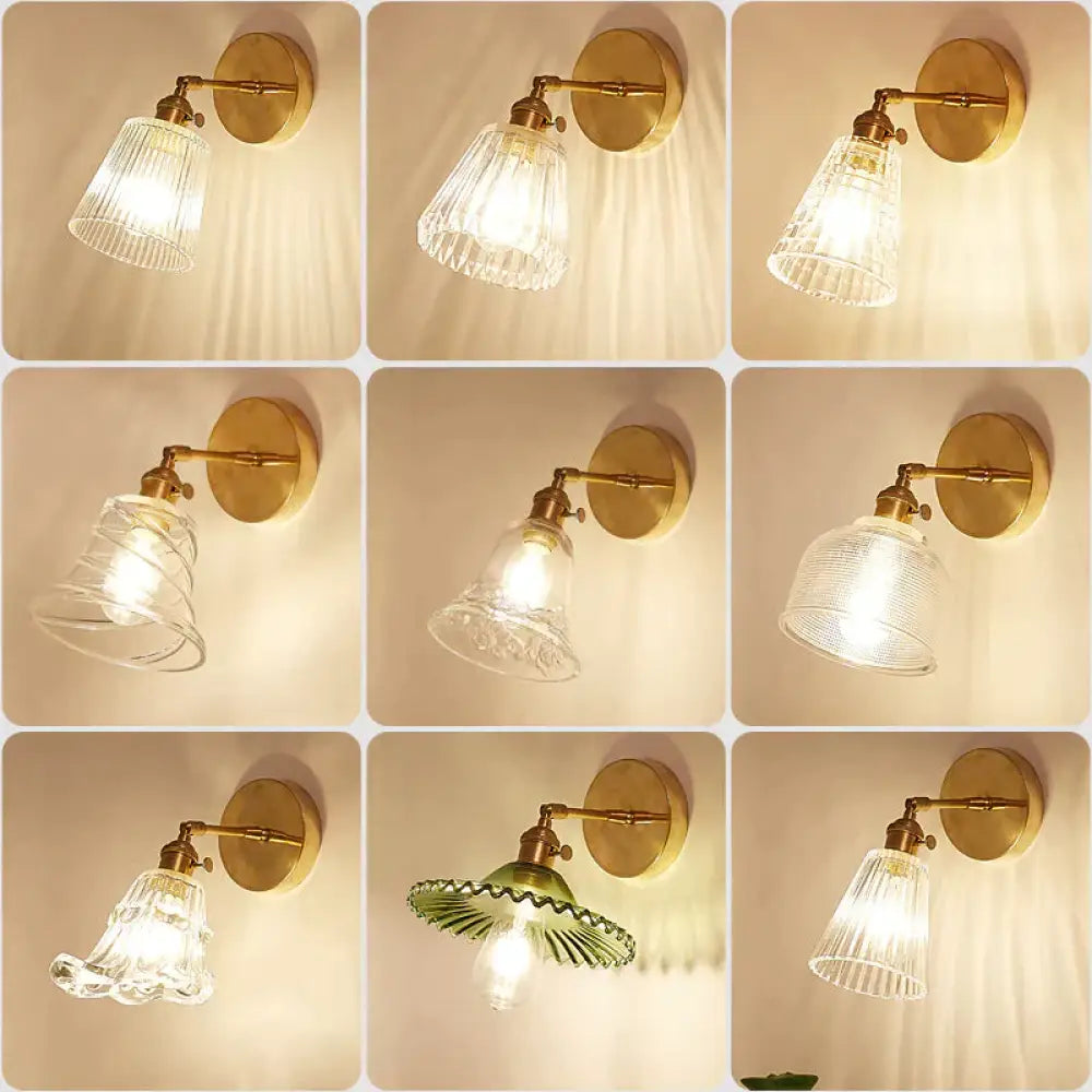 Nordic Retro Livingroom Bedroom Bedside Full Copper Wall Lamp Copper Wall Lamps