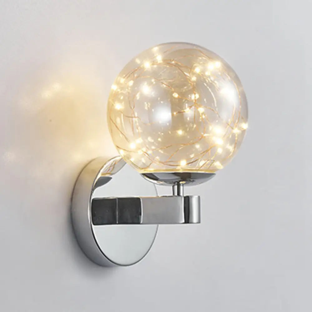 Nordic Star Wall Lamp: Modern Sconce Light For Bedroom Or Living Room Chrome / Cognac