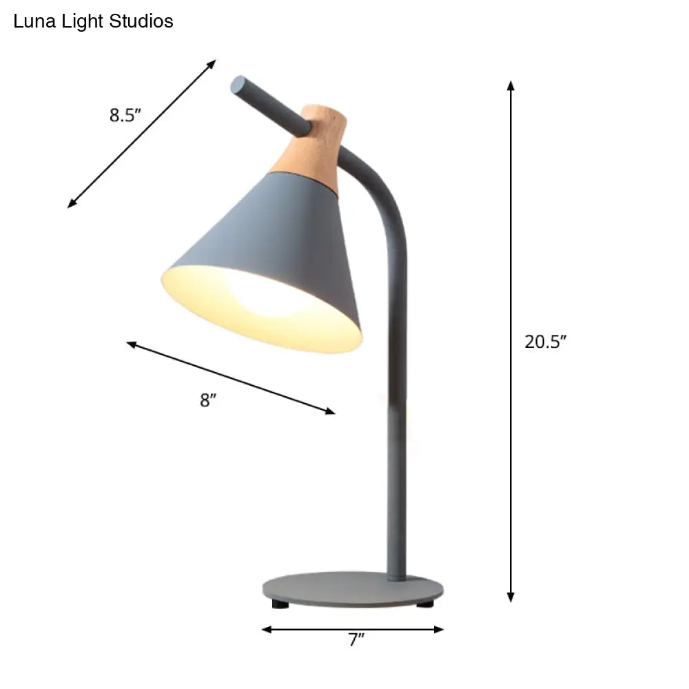 Nordic Style Cone Desk Lamp - Metal 1 Head Plug-In Cord For Dormitory Bedroom