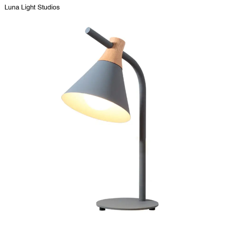 Nordic Style Cone Desk Lamp - Metal 1 Head Plug-In Cord For Dormitory Bedroom