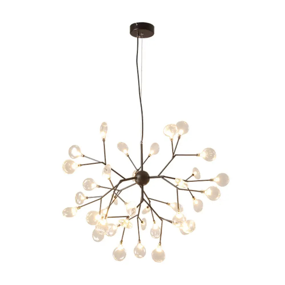 Nordic Style Firefly Led Glass Suspension Chandelier Light For Living Room 36 / Black