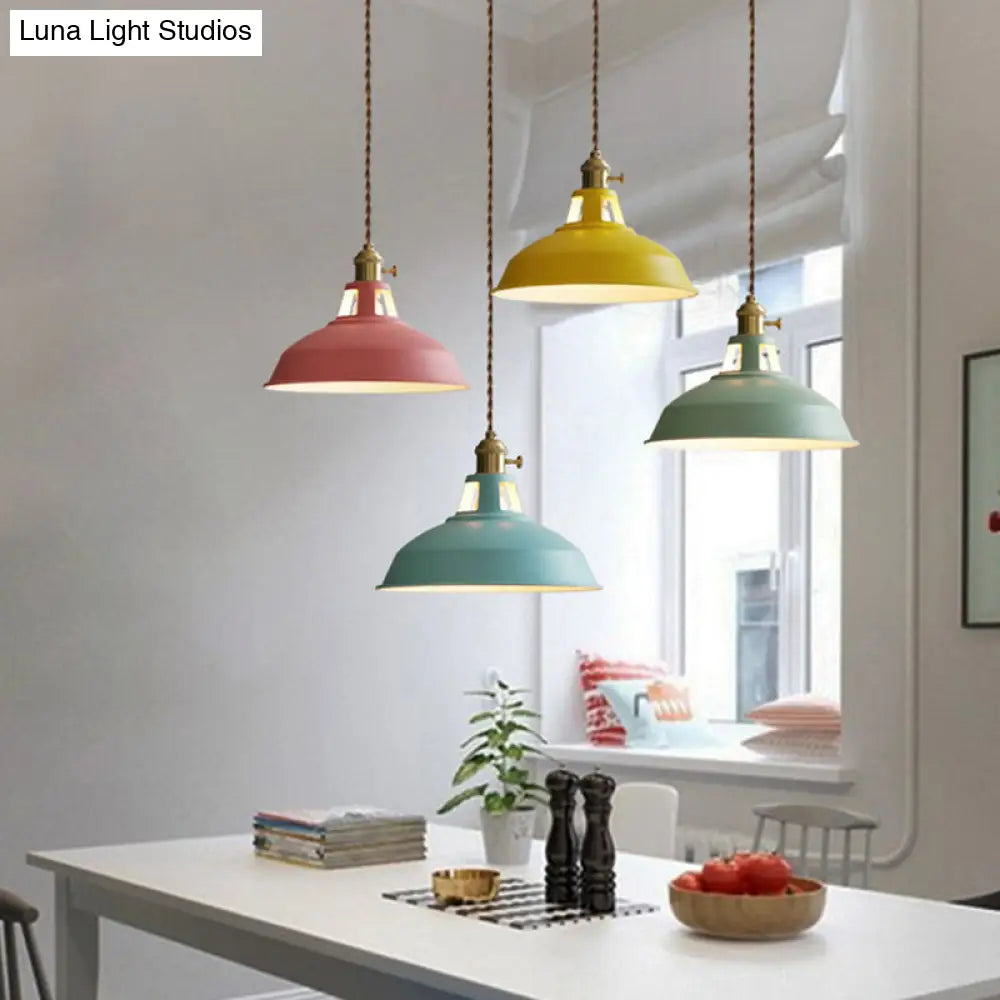 Nordic Style Hanging Lamp With Metal Shade And Colorful Macaron Finish For Kitchen Barn