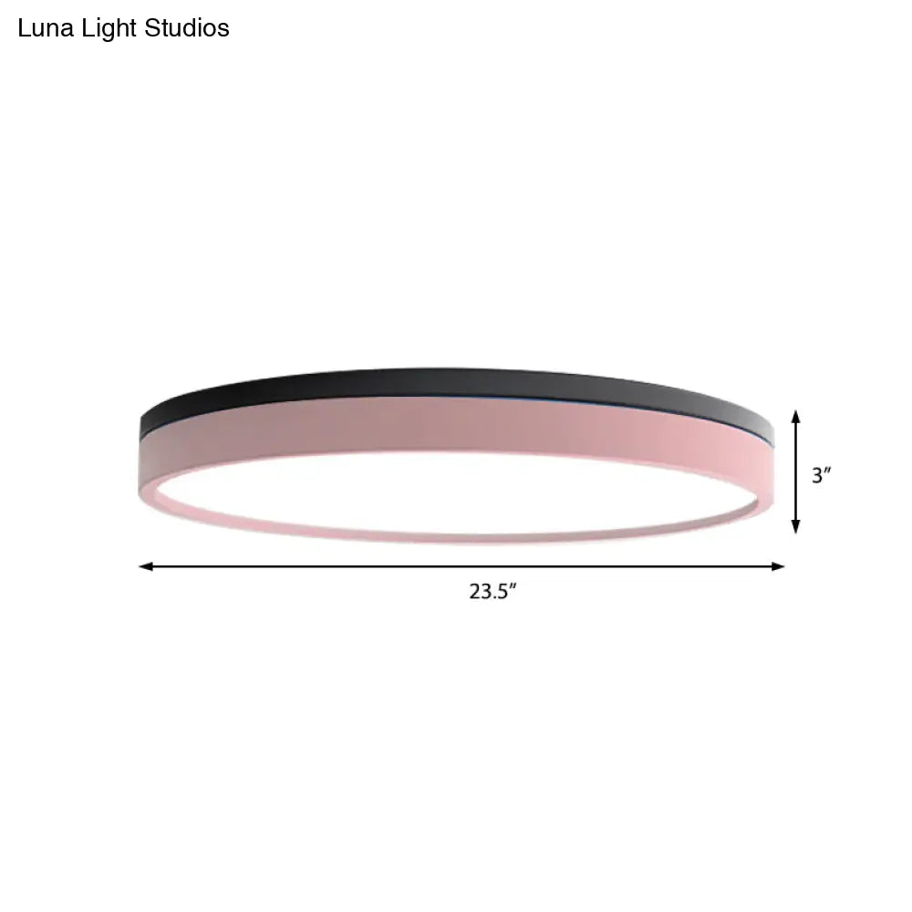 Nordic Tambour Led Ceiling Light In White With 12/16/19.5 Inch Diameter And Color Options