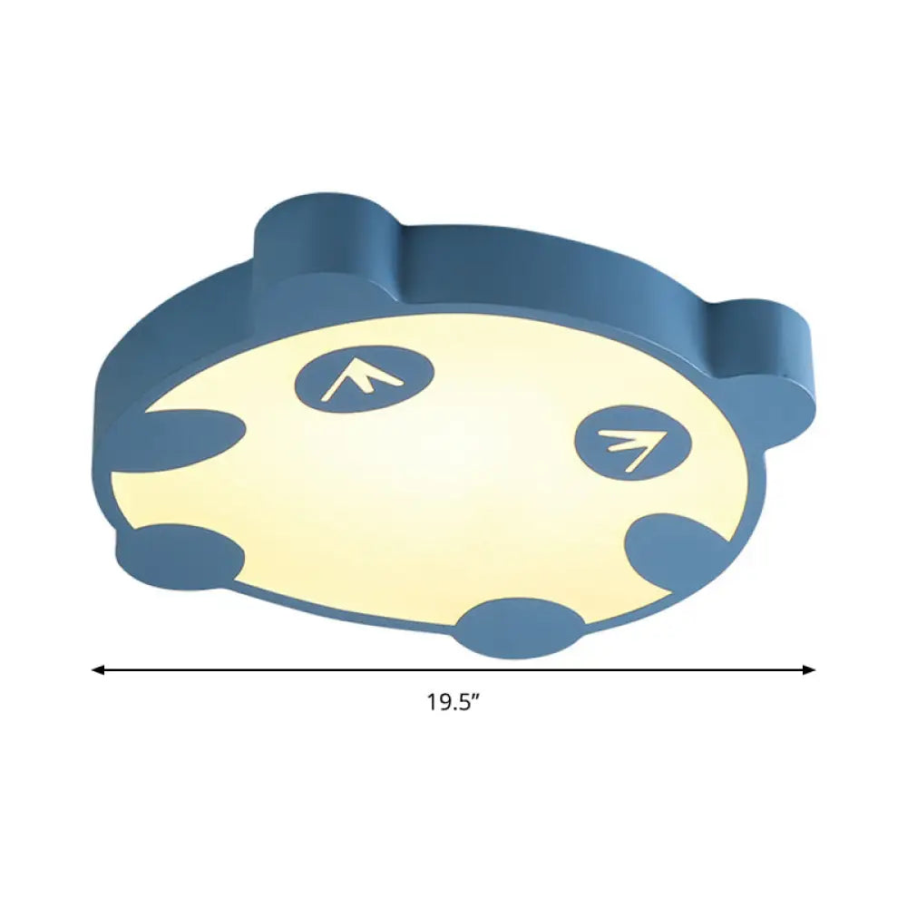 Panda Flush Mount Led Ceiling Lamp For Kindergarten With Acrylic Circle Design