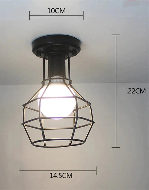 Vintage Ceiling Lights Lustre Luminaria Led Lamp Loft Iron Cage Fixtures Lighting