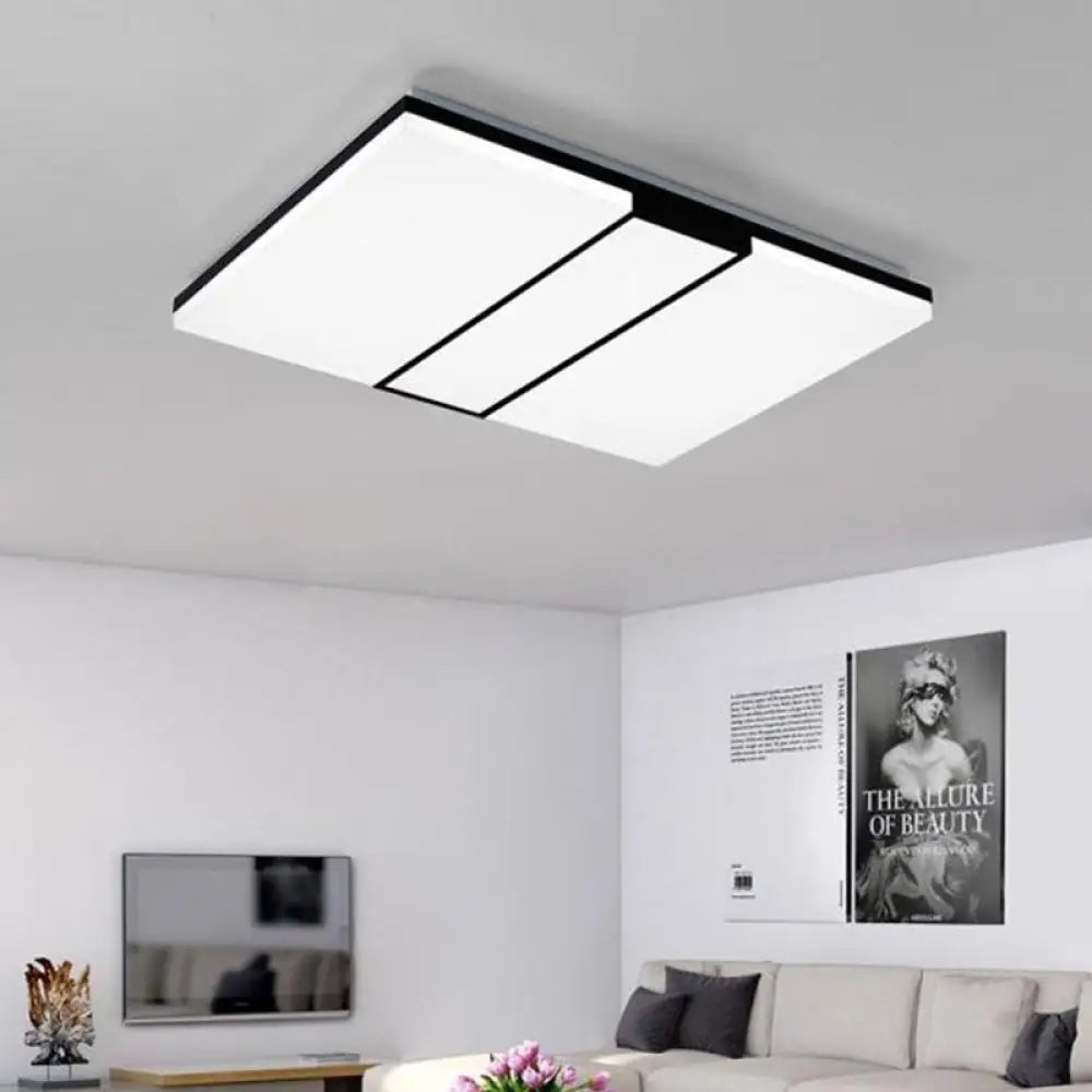 Rectangular Acrylic Ceiling Flush Mount In Warm/White Light - Minimalist Design 19’/23.5’/33’