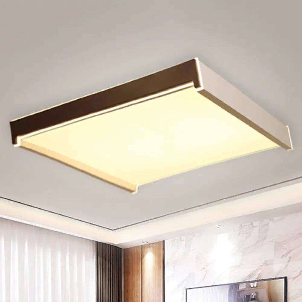 Rectangular Acrylic Led Flush Light - Modern 19.5’/27’/29.5’ Wide White Ceiling Fixture With