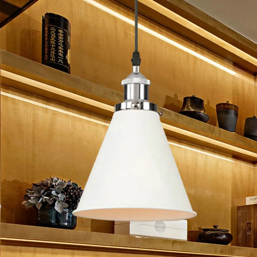 Retro Style Metal Pendant Light With Black/Chrome/Rust Finish - Ideal For Kitchen 1 Bulb Hanging