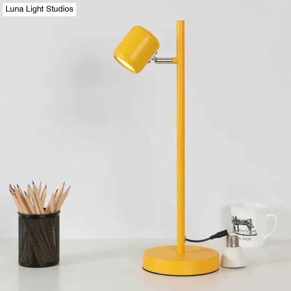 Rotatable Childrens Bedroom Desk Light Metal Macaron Reading Lamp With Plug-In Cord
