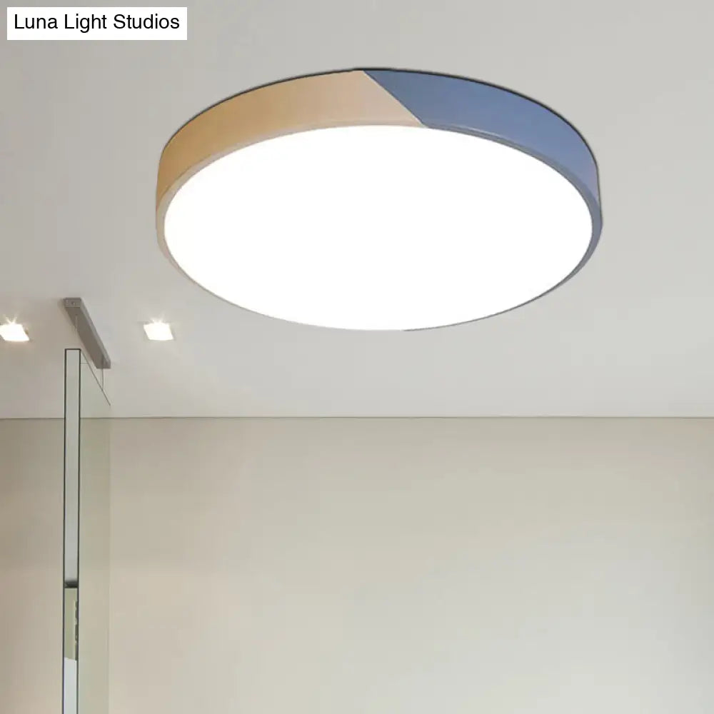 Round Flush Mount Led Ceiling Lamp In Macaron Acrylic And Metal - Available 3 Sizes Color Options
