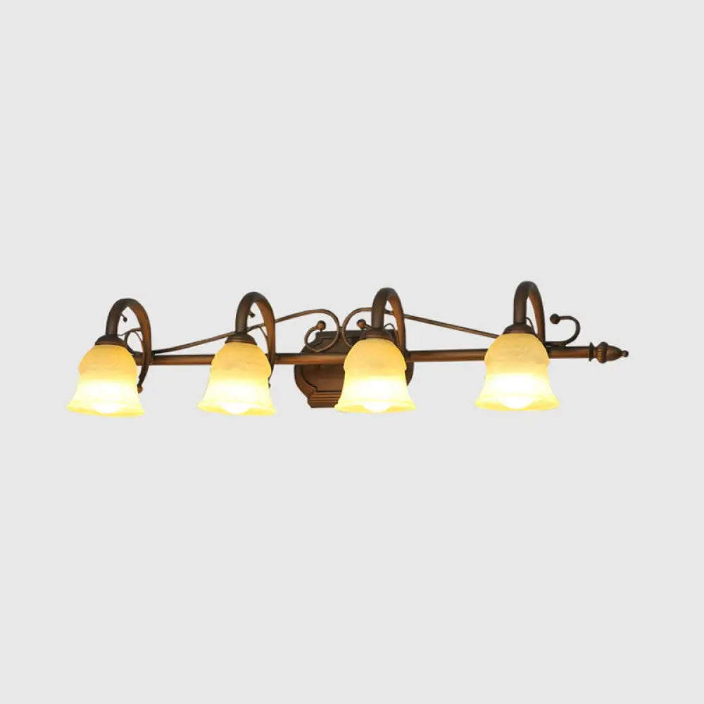 Rustic Beige Glass Vanity Mirror Light: Carillon Shaped Wall Mounted Fixture For Bathrooms 4 /