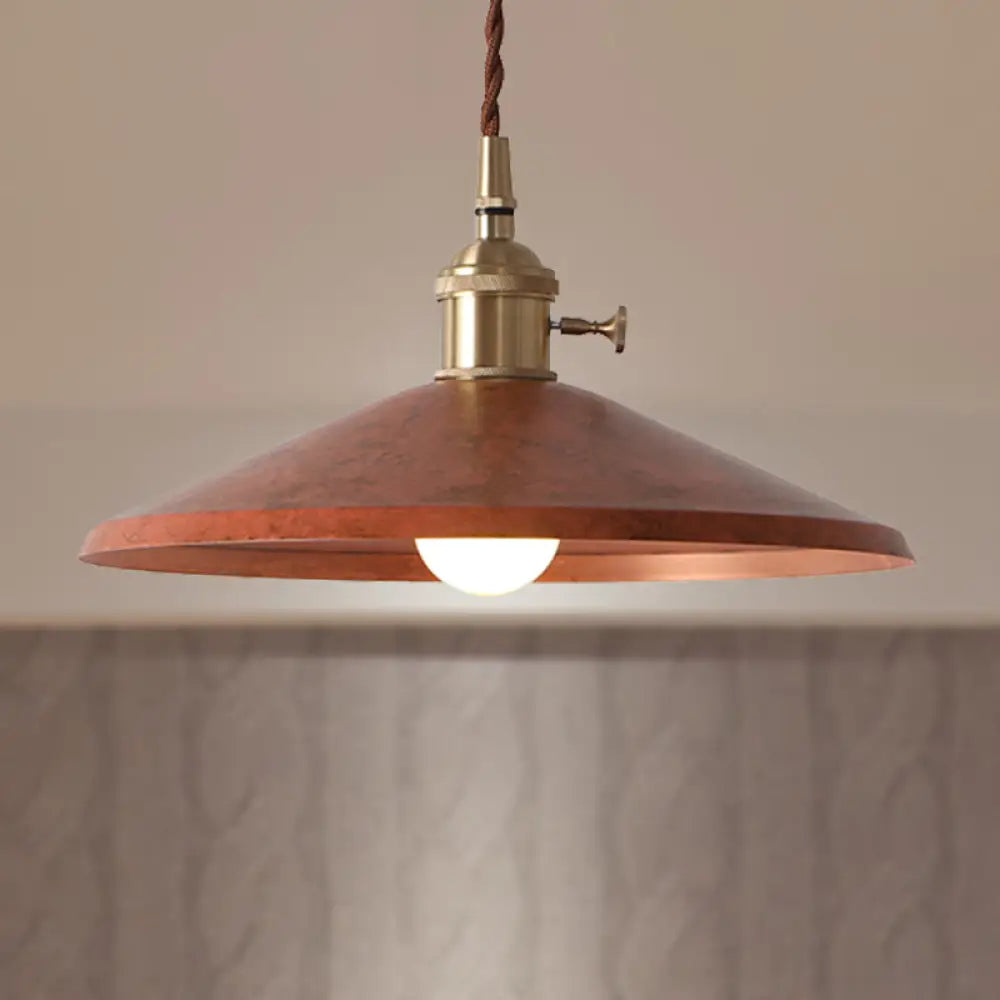 Rustic Saucer Shade Pendant Light With Adjustable Cord - Silver/Red/Blue Red