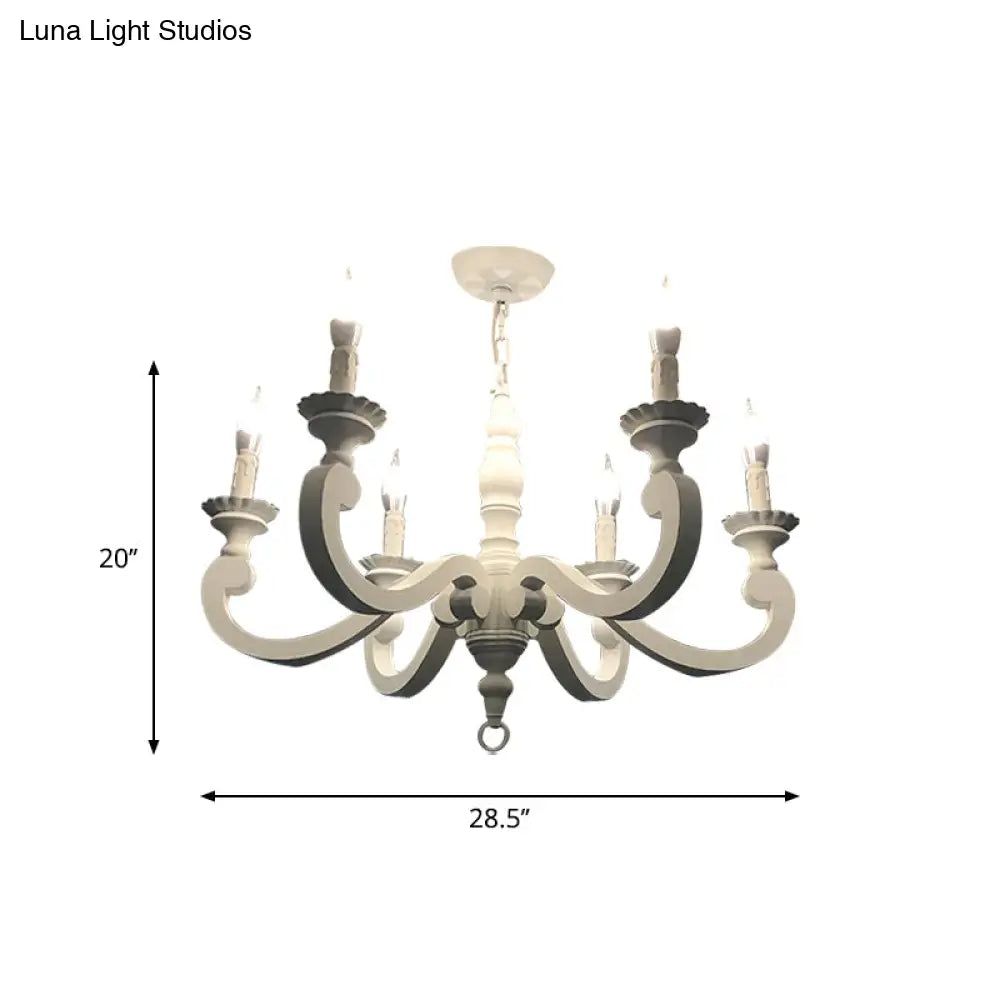 Rustic White Chandelier Pendant Light For Living Room - Elegant Wood Design