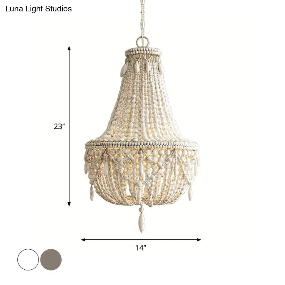 Rustic Wood Chandelier Light With 3 Pendant Lamps - Perfect For Country Living Rooms