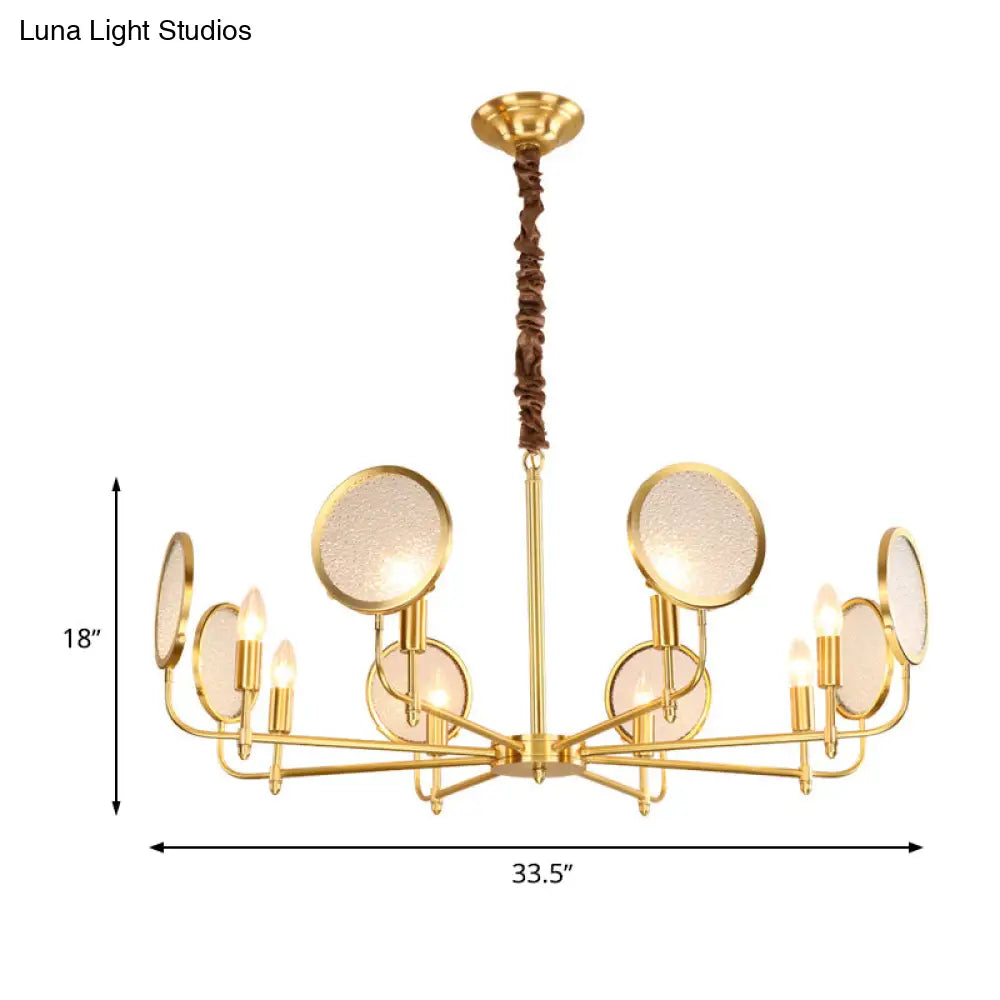 Seeded Glass Gold Chandelier - Colonial Down Lighting Pendant 6/8 Lights Ideal For Living Room