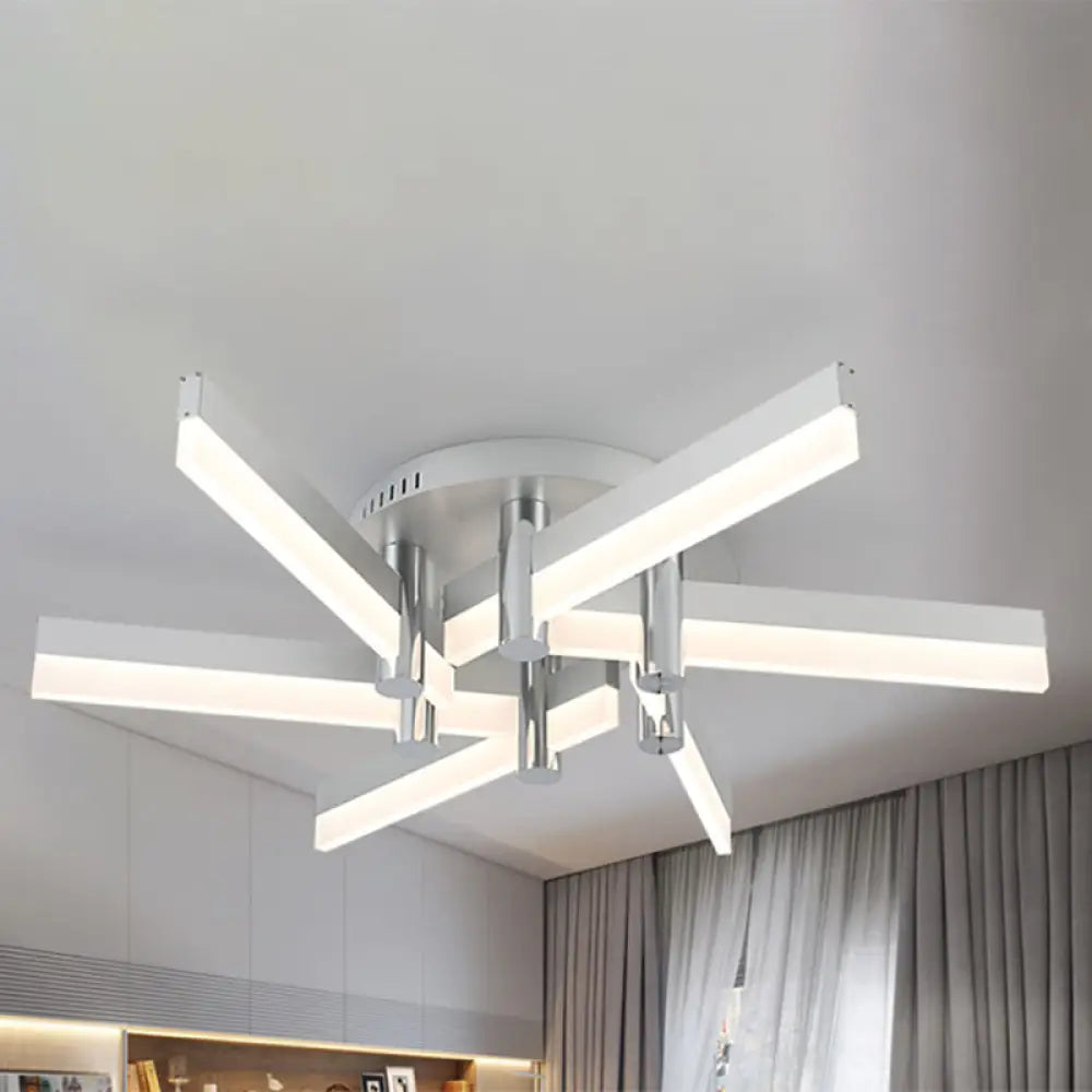 Semi - Mount Sputnik Ceiling Light With Acrylic Shade & Modern Silver Finish - Ideal For Indoor