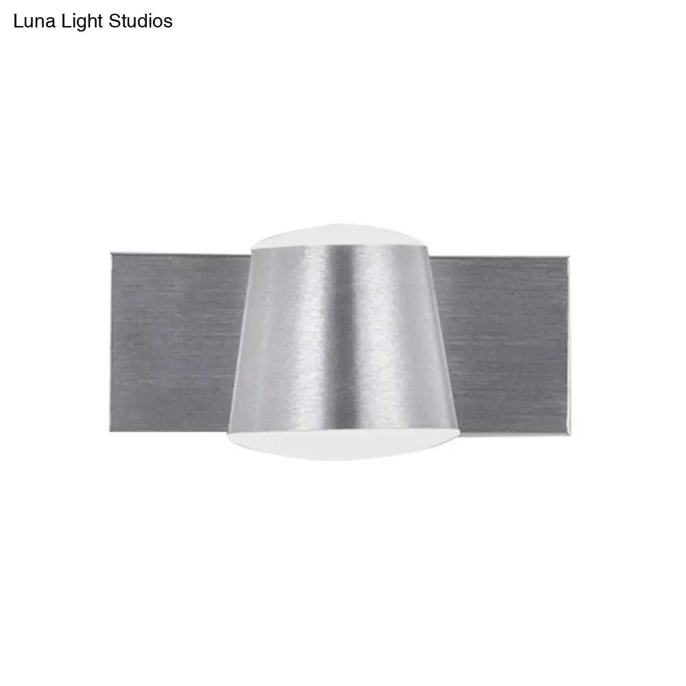 Simple Silver Wall Sconce With Tapered Design And Warm/White Light - 1/2/3 Heads