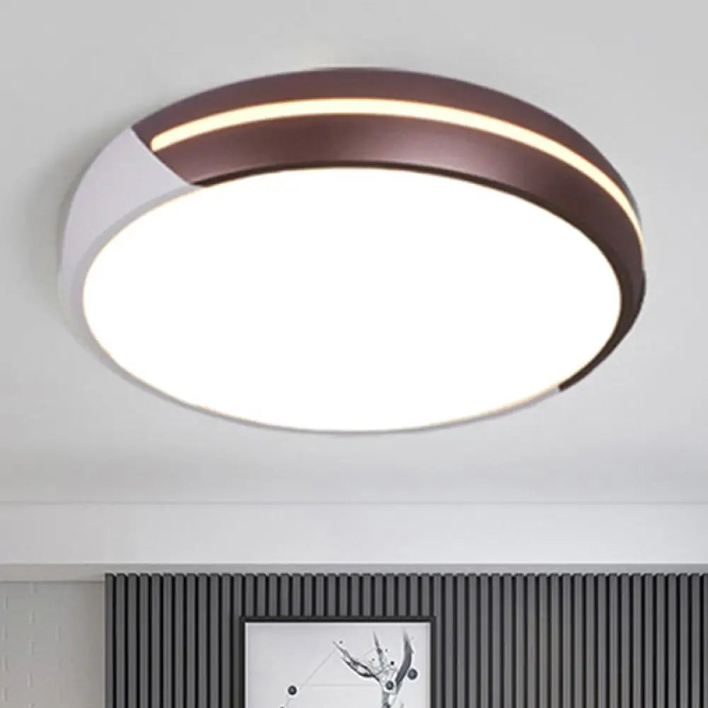Simplicity Acrylic Brown Led Flush Light Fixture 18’/21.5’ Dia Round Warm/White / 18’ White